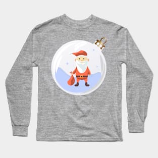 Santa Claus with gift bag in Christmas bauble Long Sleeve T-Shirt